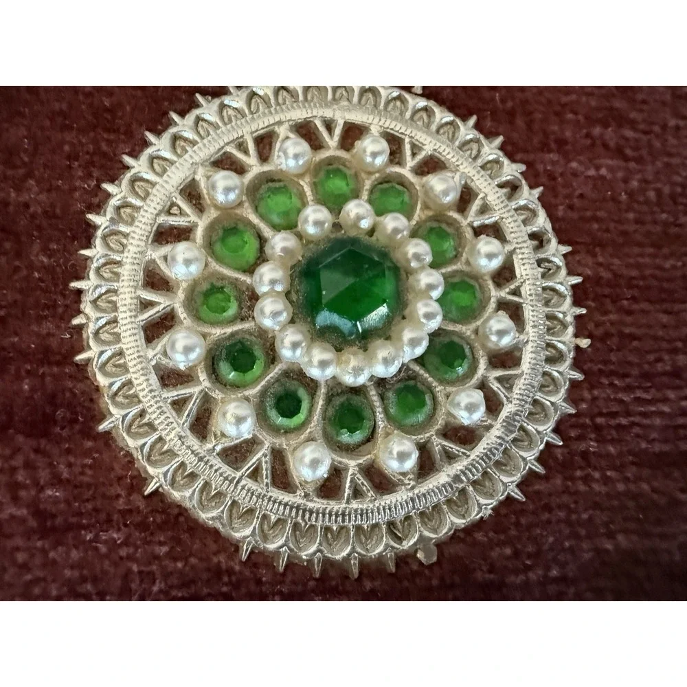 Burgundy Velvet  Embellished Jewelry Box with Gold Floral Accent 4.5x4x2